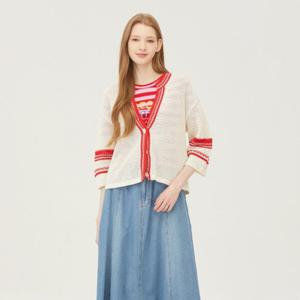 [베네통]스카시 소매 배색 니트 가디건_BAKC50431