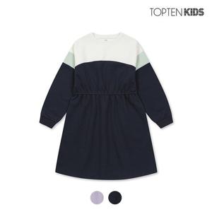 [탑텐키즈][탑텐키즈] 여아 더블니트 배색 원피스_MKC3OO2001
