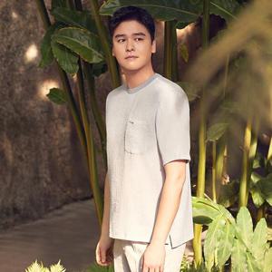 [크로커다일] 써커 우븐 라운드 반팔티 CDAABTS2414