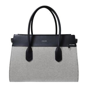 [에스콰이아]25 신상 고급 캔버스 가죽 콤비 정장 캐주얼 빅 토트 크로스백 ECESHB651BK