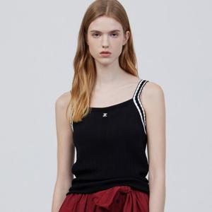 [쥬크]스칼럽 배색 민소매 니트_Z252KSK026