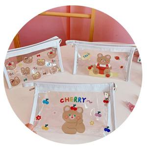 곰돌이파우치3종셋트 겉면방수 20X12 PVC 키링보관