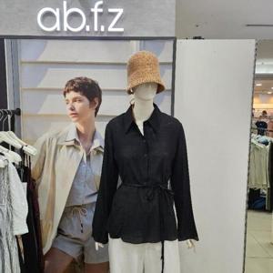Ab.f.z DP01 카라넥벨티드베이직블라우스 AFZ5QB31