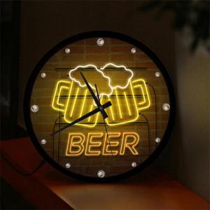 아트박스/꾸밈 nf002-LED시계액자35R_네온소주와맥주