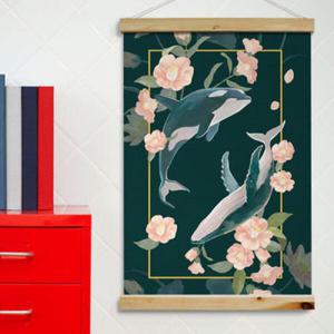 아트박스/꾸밈 pk932-우드스크롤_60CmX90Cm-꽃감성고래