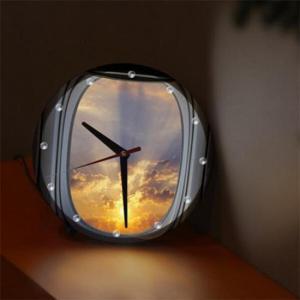 아트박스/꾸밈 nf589-LED시계액자25R_비행기창문밖일출