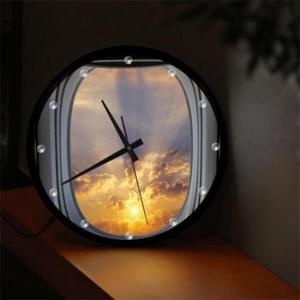 아트박스/꾸밈 nf590-LED시계액자35R_비행기창문밖일출