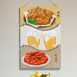 아트박스/꾸밈 nn410-멀티아크릴액자_치킨엔맥주떡볶이(3단물결)