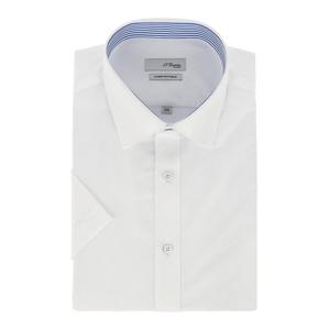 [에스티듀퐁(셔츠)]화이트 카라 배색 스트레치 슬림핏 반소매 셔츠 SE5MM22HS752SWH