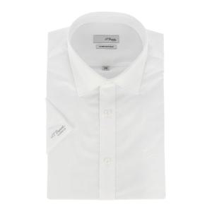 [에스티듀퐁(셔츠)]화이트 스트레치 솔리드 슬림핏 반소매 셔츠 SE5MM22HS753SWH