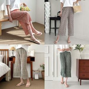 샵앤) 여성 허리밴딩 꽃무늬 냉감 주름 8부 팬츠 WON-WPT-WFHKF4E