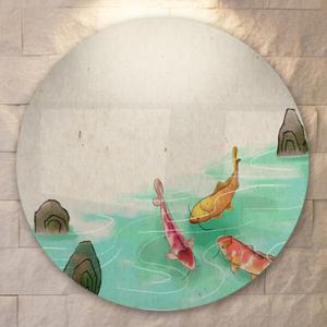 아트박스/꾸밈 tf975-원형아크릴액자_풍수에좋은잉어세마리