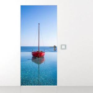 아트박스/꾸밈 gb843-빨간배가있는풍경_현관문시트지