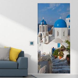 아트박스/꾸밈 ah648-산토리니블루빌리지_현관문시트지