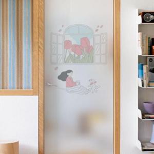 아트박스/꾸밈 gb359-스프링튤립창문_유리문시트지