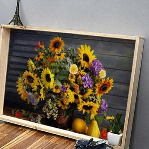 아트박스/꾸밈 pd048-우드프레임액자_금전운상승해바라기바