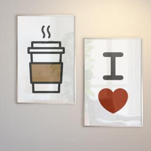 아트박스/꾸밈 iu093-커피를사랑해-중형메탈프레임액자세트