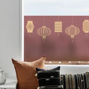 아트박스/꾸밈 gb917_m-무점착유리시트_전통금빛연등_글라스시트