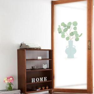 아트박스/꾸밈 eh346_m-무점착유리시트_유칼립투스화병_유리문시