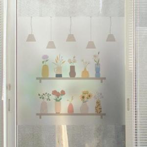 아트박스/꾸밈 gb913_m-무점착유리시트_따뜻한조명과선반위화분_