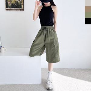 샵앤) 여성 허리밴딩 버뮤다 카고 반바지 WDM-WPT-GSSNP52W