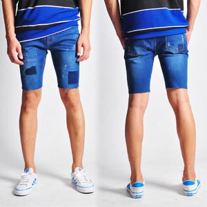 JB0616 페인팅 체크패치 청반바지