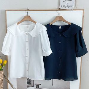 샵앤) 국산 여성 퍼프 일자핏 반팔 블라우스 REI-WBL-4576-아이보리