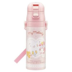 어린이물통 마이멜로디 뮤직 원터치 보온보냉병 470ml 어깨끈물통