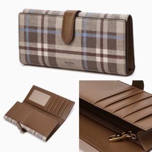 [헤지스] [25FW] 베이지 체크 가죽 장지갑 HIWA5F331I3