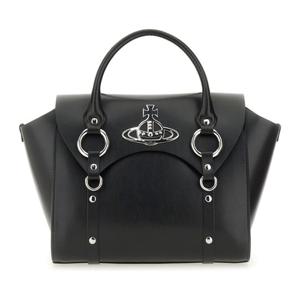 비비안웨스트우드 블랙 가죽 탑 핸들 백 47020005W L003TN401