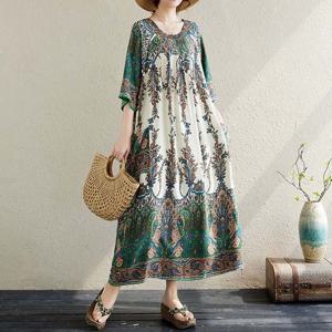 G126653_보헤미안 에스닉 루즈핏 롱원피스 바캉스