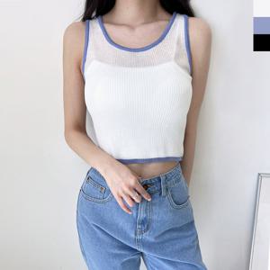 샵앤) 국산 여성 나시 니트 티셔츠 WDM-WKN-2LCBB1081