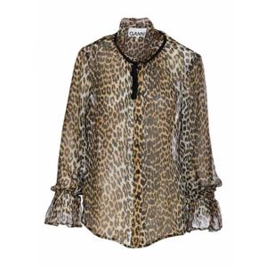 [GANNI] 라프리마 여성 셔츠 레오파드 프린트 W0570943 Brown /8