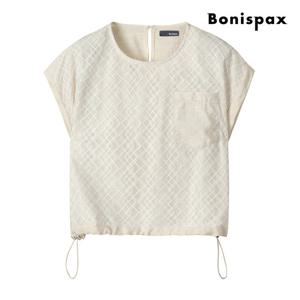 [보니스팍스(여성의류)]아가일 패턴 스트링 반팔 블라우스 (XP6SH021M0)