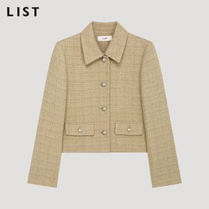 [리스트] 울 트위드 싱글 카라 자켓_TWWJKP72100_DB