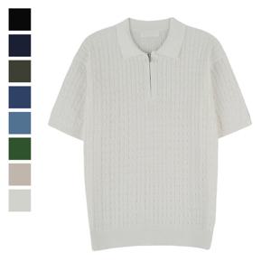 [리빌모아]남자 여름 마틴 케이블 반집업 반팔 니트 SG-KNH-Q009