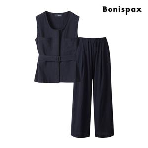 [보니스팍스(여성의류)]린넨 나시 셔츠 밴딩 롱 팬츠 투피스 (XP6ST011M0)