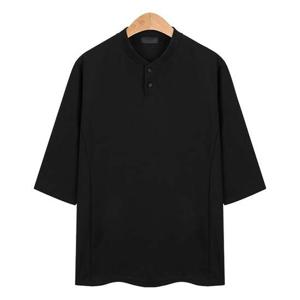 반팔티 남성 헨리넥 투버튼 라운드 7부티셔츠 3컬러_CMT013