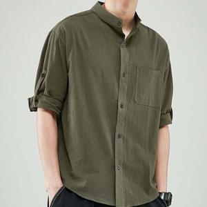 남성티셔츠 데일리 캐주얼 남성 여름 차이나 카라 린넨 7부 셔츠