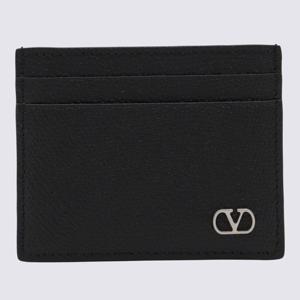 발렌티노 블랙 텍스처드 가죽 V로고 카드 지갑 7Y2P0AP4 UAG0NO