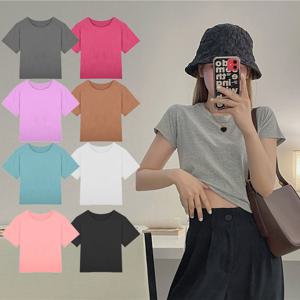 샵앤) 여성 기본 무지 크롭 반팔 티셔츠 WLD-WSH-SIS473