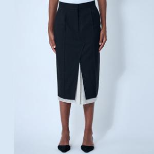 25 FW 마르니 익스포드 리닝 트리밍 울 미디 스커트 블랙 GOMA0767U0 TW839 00N99