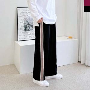 GTT G278M 남자 커플 트레이닝 테잎 트랙 와이드 팬츠 남자트레이닝팬츠 커플트레이닝복 트레이닝복세트 트레이닝바지 와이드팬츠 트랙팬츠 밑단스트링 스트링팬츠