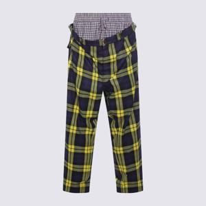 비비안웨스트우드 옐로우 네이비 플라드 릴렉스 팬츠 2F01001R