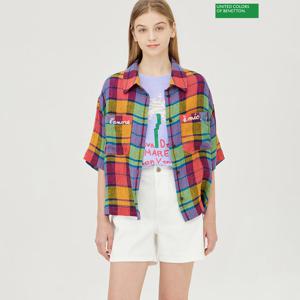 베네통 카프리 체크 블라우스 BABLA1541