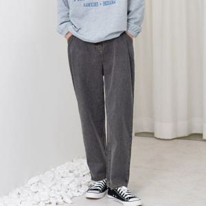 남자핀턱배기청바지 그레이 1P 오버핏 스판 데님팬츠 남자배기청바지 오버핏청바지 오버핏배기팬츠 밴딩팬츠 밴딩바지 남성청바지 핀턱배기청바지 핀턱배기팬츠 남자청바지