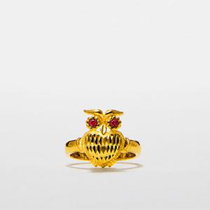 [베티블루] 995 999 24K 순금 달콤한 하트 부엉이 여성 여자 7.5g 금 링 반지