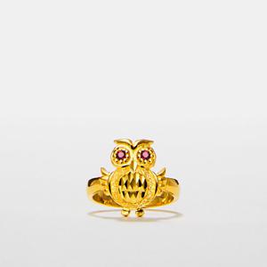 [베티블루] 995 999 24K 순금 써클 날개 부엉이 여성 여자 7.5g 금 링 반지