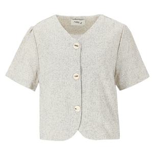 [에이비에프지]골드 단추 포인트 반팔 트위드 재킷 APZ5QJ36G