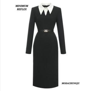 [미니멈]MD 셔츠 카라 포인트 H라인 원피스  MD MXDAWO0430 M_CJ